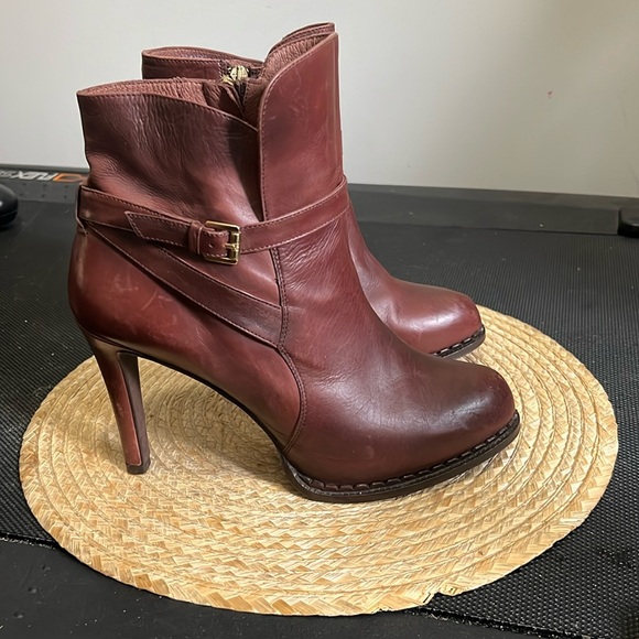 Pedro Miralles 1959 Leather Disstress Color Tone Burgundy Ankle Booties Size 40 - Picture 9 of 15